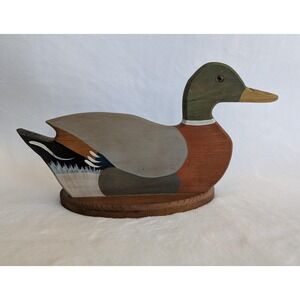 VTG Wooden Painted Mallard Duck Letter Napkin Holder Cottage Core Rustic Decor